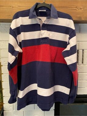 Vintage Rugby Wear Barbarian Striped Rugby Shirt XXL Red Navy White Cotton